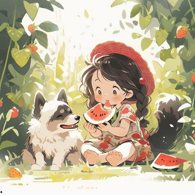 小猫吃瓜头像动漫